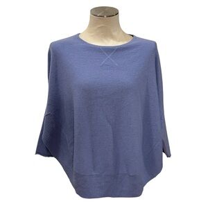 Tyler Böe 100% Cashmere Capelet Sweater Blue Poncho Batwing Size M